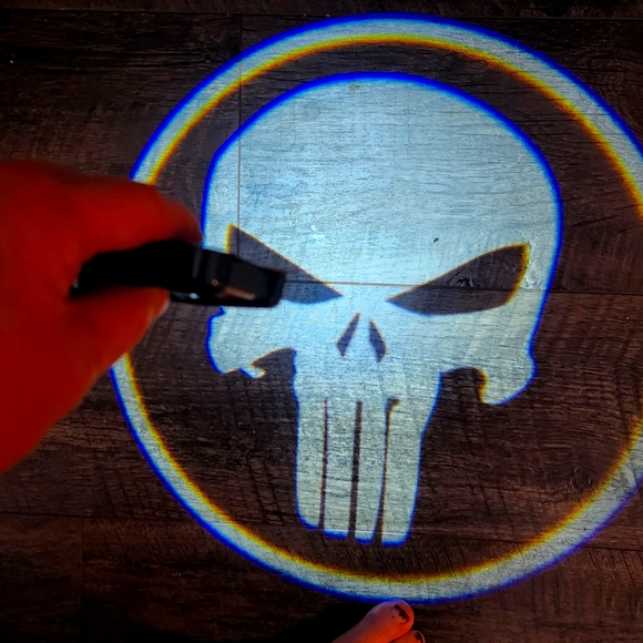 2 new WIRELESS Punisher car door LED Projector lights NO tools needed 2 install - Picture 1 of 3